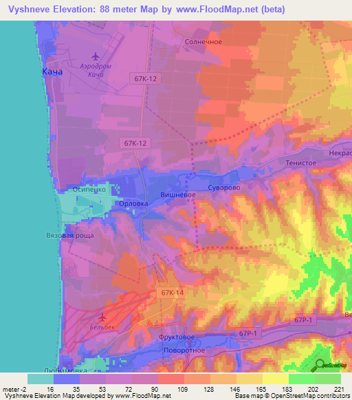 Vyshneve,Ukraine Elevation Map