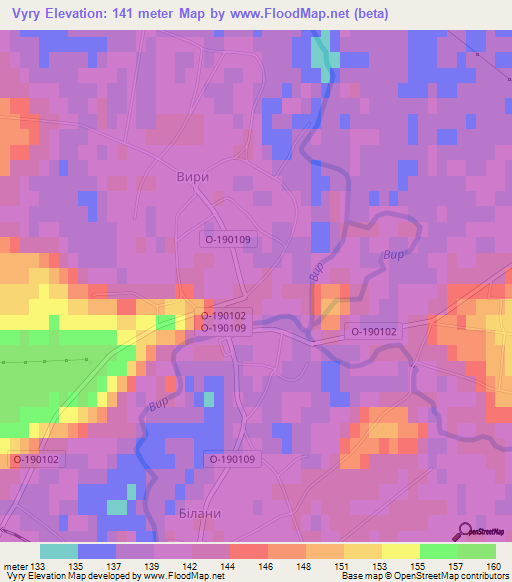 Vyry,Ukraine Elevation Map