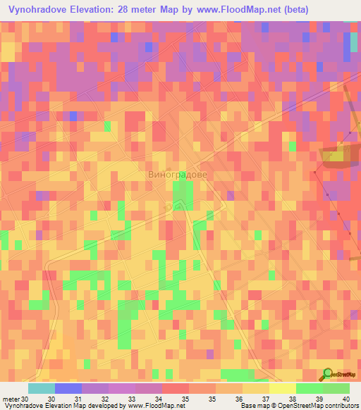 Vynohradove,Ukraine Elevation Map