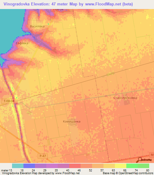 Vinogradovka,Ukraine Elevation Map