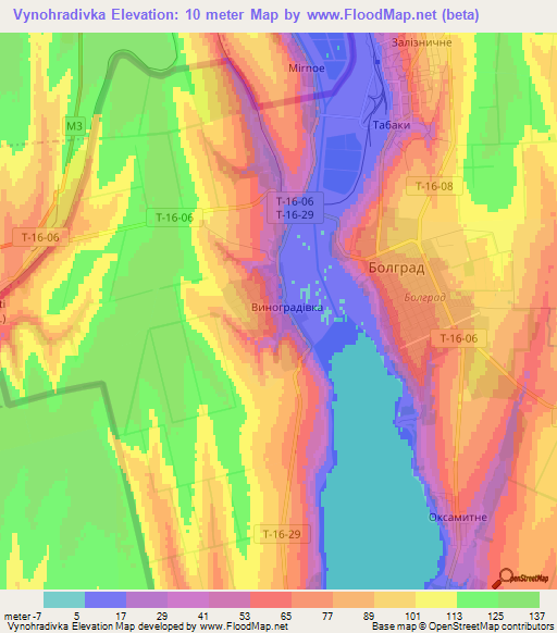 Vynohradivka,Ukraine Elevation Map