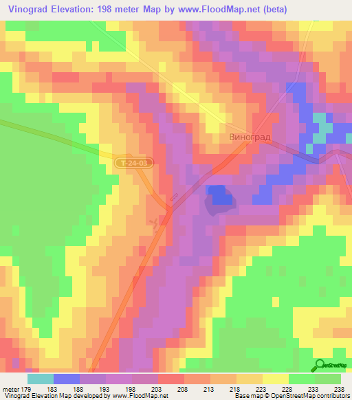 Vinograd,Ukraine Elevation Map