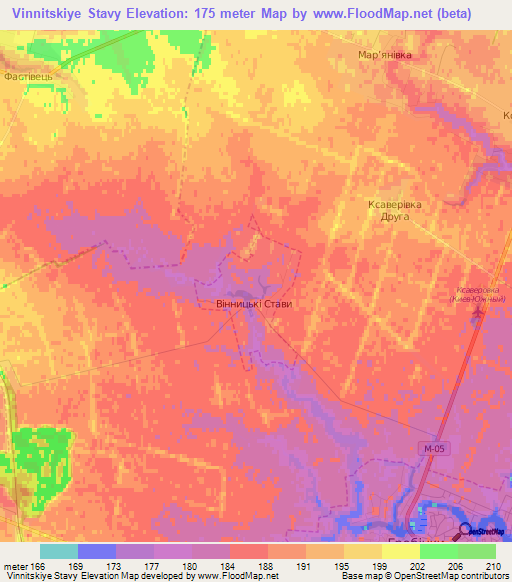 Vinnitskiye Stavy,Ukraine Elevation Map