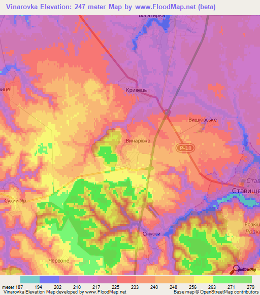 Vinarovka,Ukraine Elevation Map
