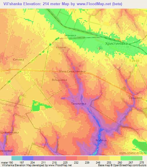 Vil'shanka,Ukraine Elevation Map