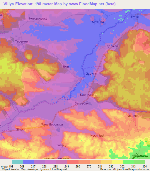 Viliya,Ukraine Elevation Map