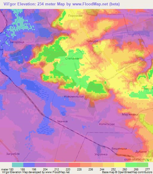 Vil'gor,Ukraine Elevation Map