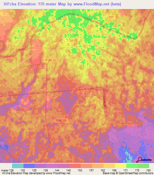 Vil'cha,Ukraine Elevation Map
