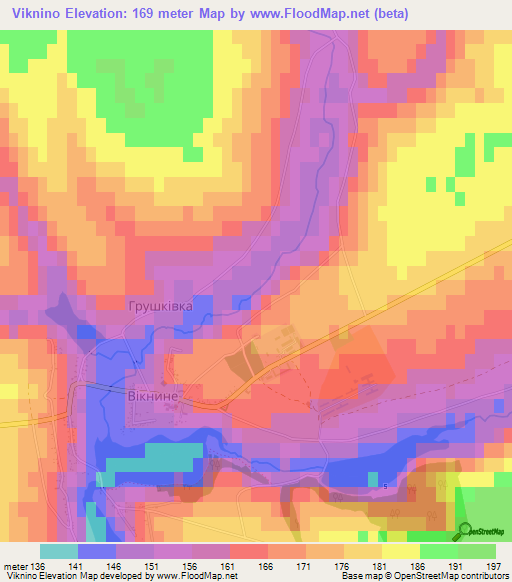 Viknino,Ukraine Elevation Map