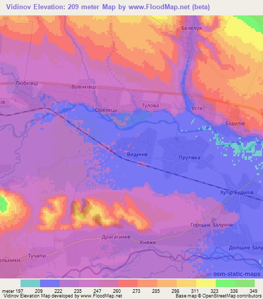 Vidinov,Ukraine Elevation Map