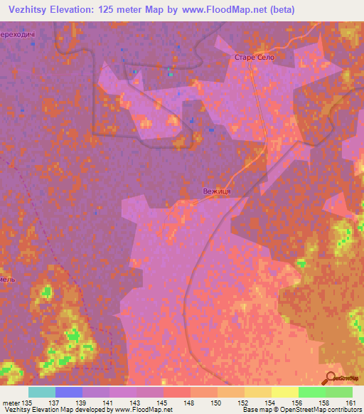 Vezhitsy,Ukraine Elevation Map