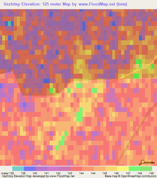 Vezhitsy,Ukraine Elevation Map