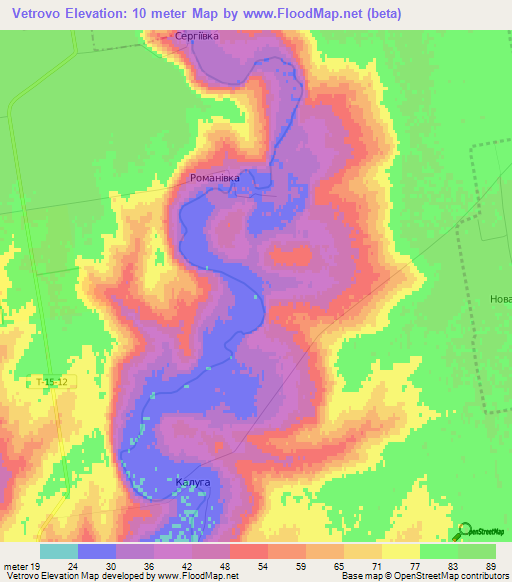 Vetrovo,Ukraine Elevation Map