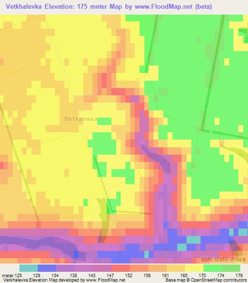 Vetkhalevka,Ukraine Elevation Map