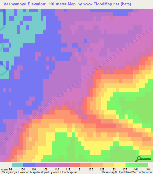 Vesnyanoye,Ukraine Elevation Map