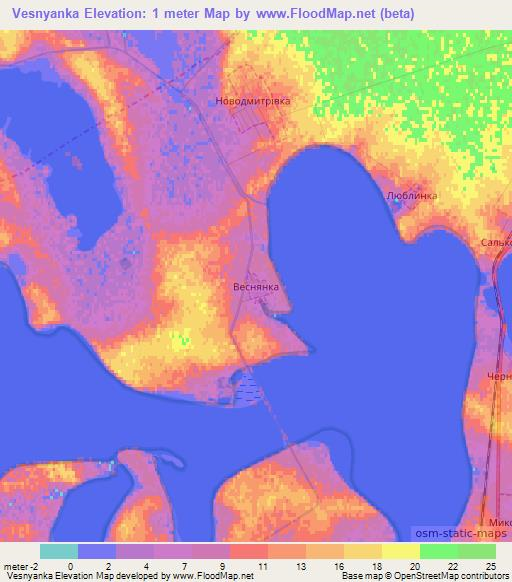 Vesnyanka,Ukraine Elevation Map