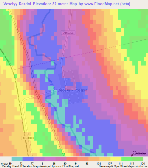 Veselyy Razdol,Ukraine Elevation Map