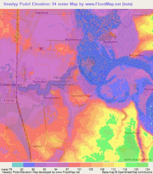 Veselyy Podol,Ukraine Elevation Map