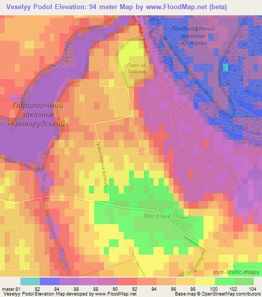 Veselyy Podol,Ukraine Elevation Map