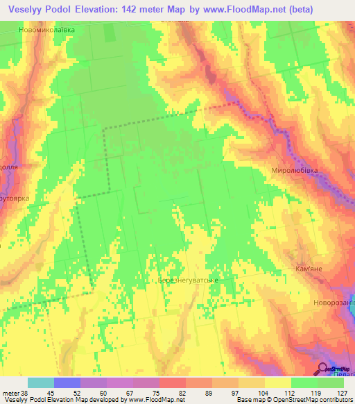 Veselyy Podol,Ukraine Elevation Map