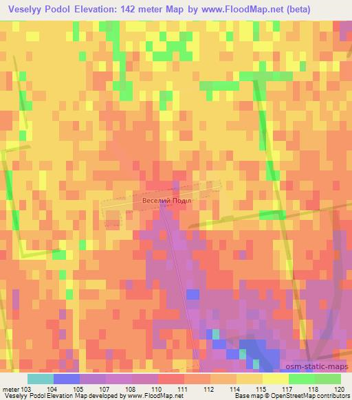 Veselyy Podol,Ukraine Elevation Map