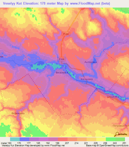 Veselyy Kut,Ukraine Elevation Map