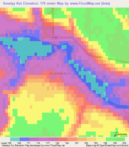 Veselyy Kut,Ukraine Elevation Map