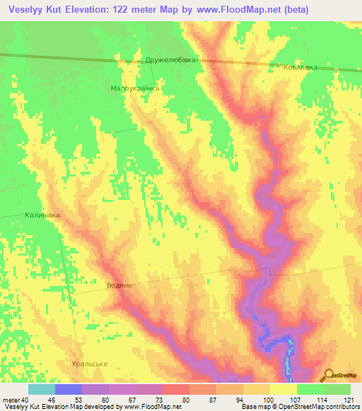 Veselyy Kut,Ukraine Elevation Map