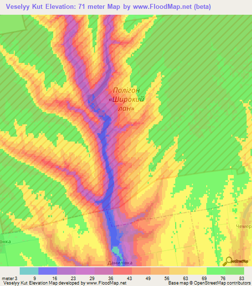 Veselyy Kut,Ukraine Elevation Map