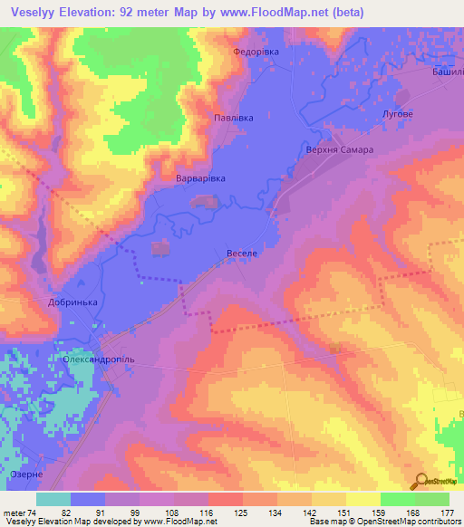 Veselyy,Ukraine Elevation Map