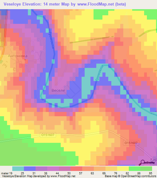 Veseloye,Ukraine Elevation Map