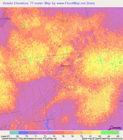 Vesele,Ukraine Elevation Map
