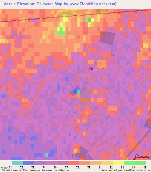 Vesele,Ukraine Elevation Map