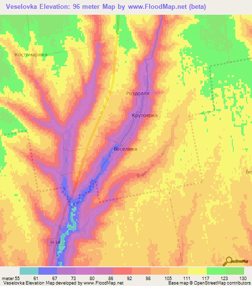 Veselovka,Ukraine Elevation Map