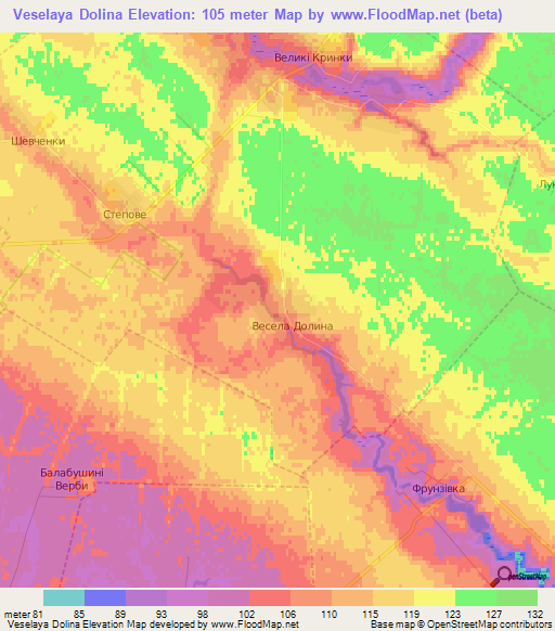 Veselaya Dolina,Ukraine Elevation Map