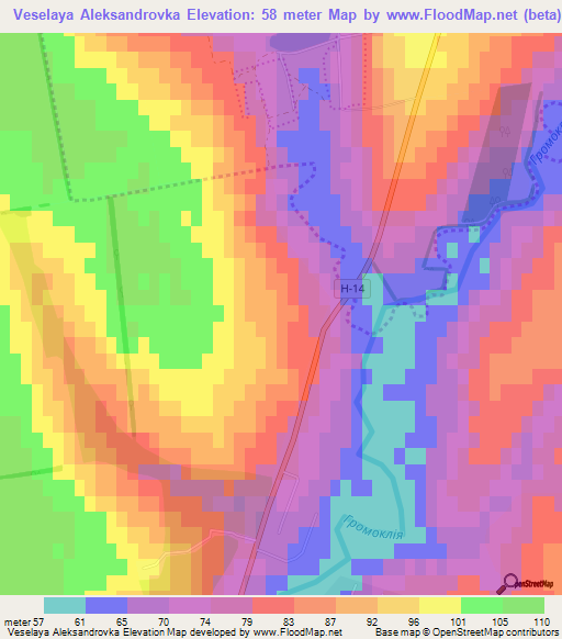 Veselaya Aleksandrovka,Ukraine Elevation Map