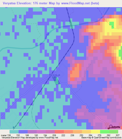 Veryatsa,Ukraine Elevation Map