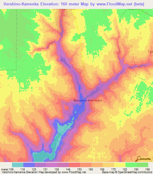 Vershino-Kamenka,Ukraine Elevation Map