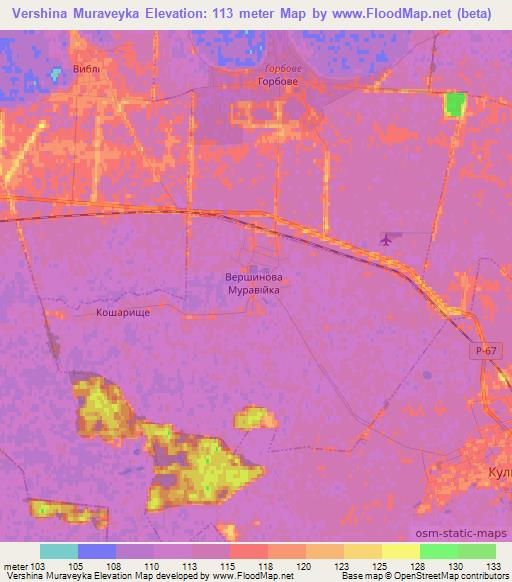 Vershina Muraveyka,Ukraine Elevation Map