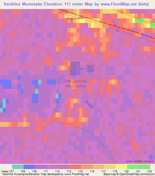 Vershina Muraveyka,Ukraine Elevation Map