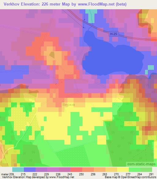 Verkhov,Ukraine Elevation Map