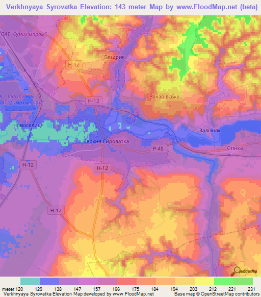 Verkhnyaya Syrovatka,Ukraine Elevation Map