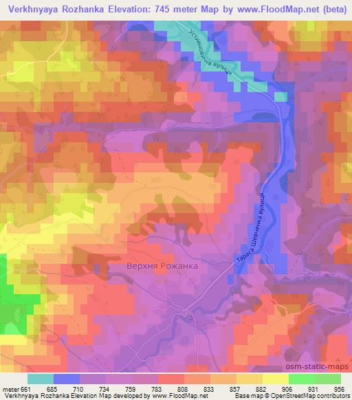 Verkhnyaya Rozhanka,Ukraine Elevation Map