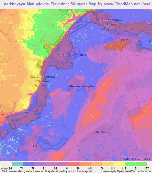 Verkhnyaya Manuylovka,Ukraine Elevation Map