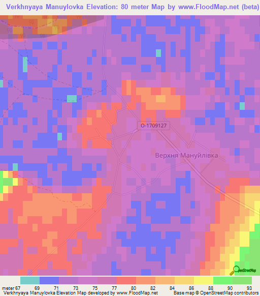 Verkhnyaya Manuylovka,Ukraine Elevation Map