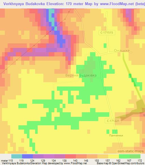 Verkhnyaya Budakovka,Ukraine Elevation Map