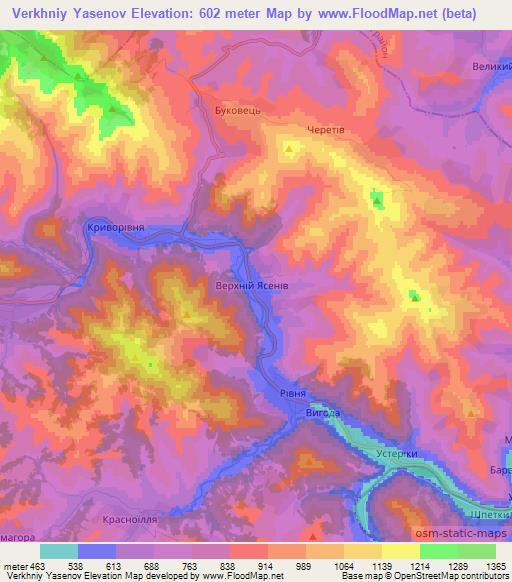 Verkhniy Yasenov,Ukraine Elevation Map