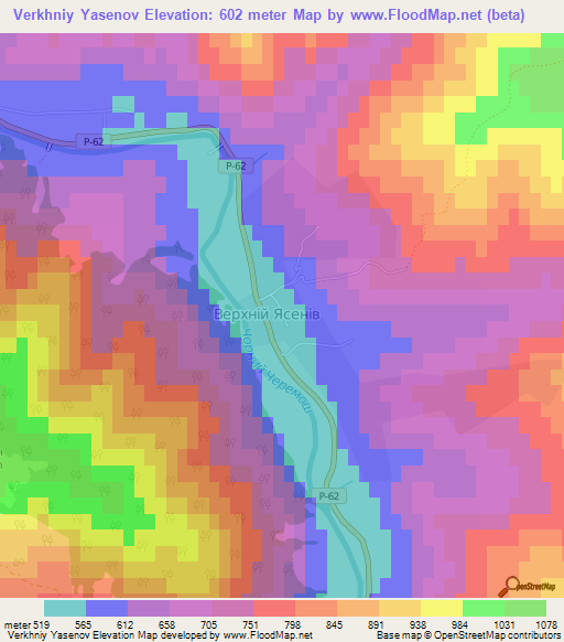 Verkhniy Yasenov,Ukraine Elevation Map