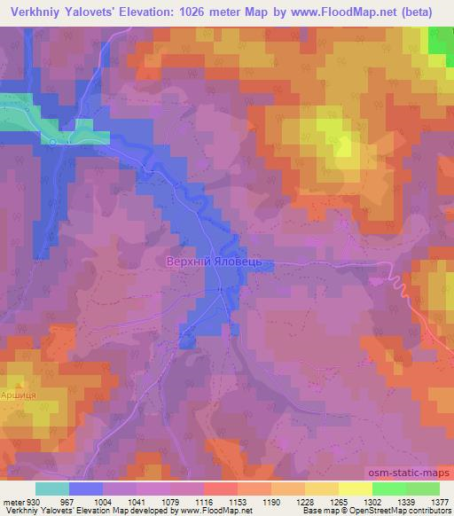 Verkhniy Yalovets',Ukraine Elevation Map
