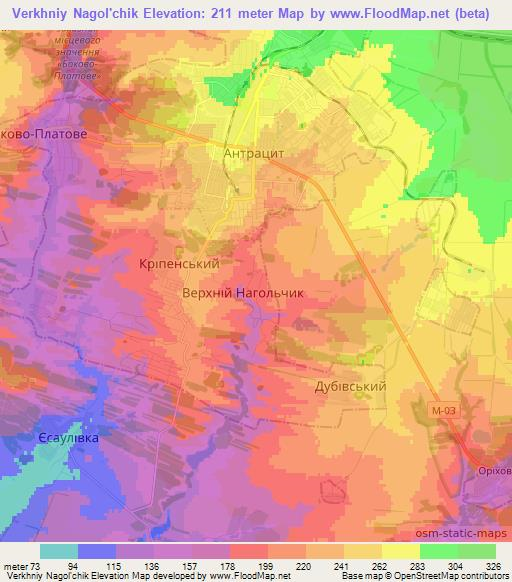 Verkhniy Nagol'chik,Ukraine Elevation Map